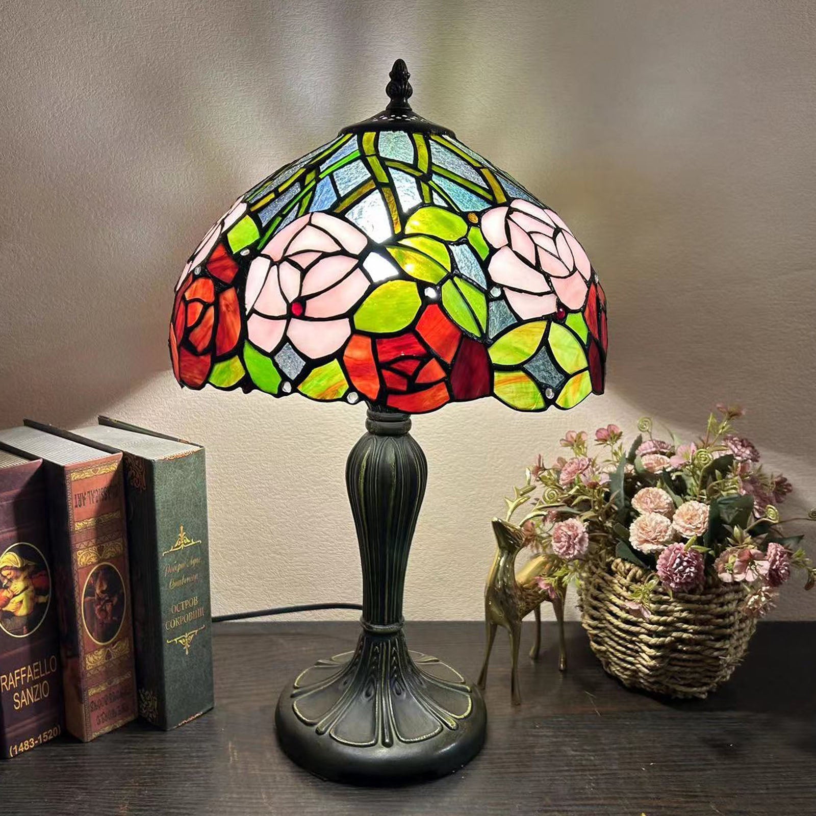 Metal Glass Dome Grape Table Lamp