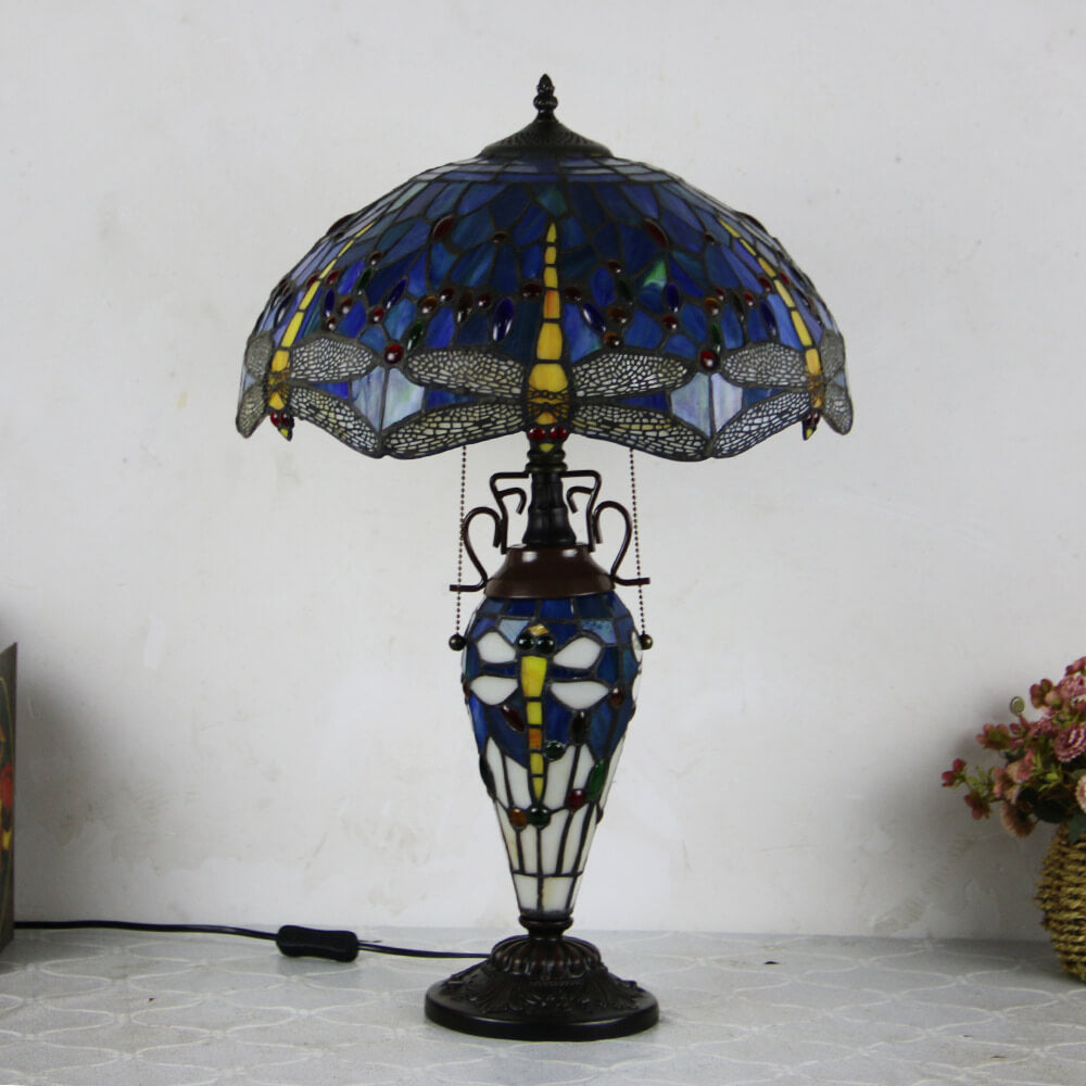 Stained Glass Hexagonal Dome 2-Light Table Lamp