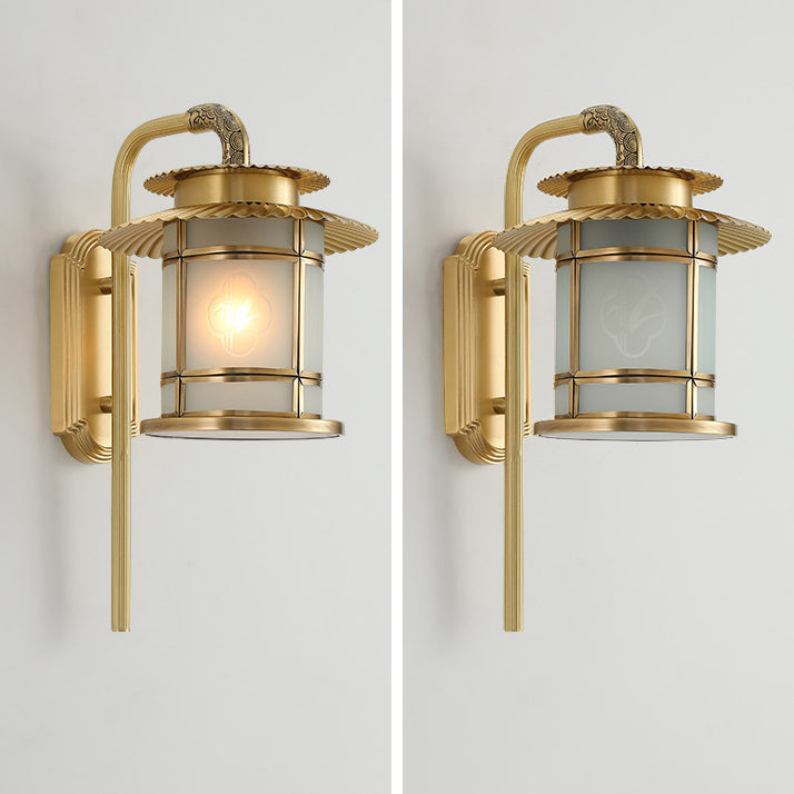 Copper Lantern Design Hallway Wall Lamp