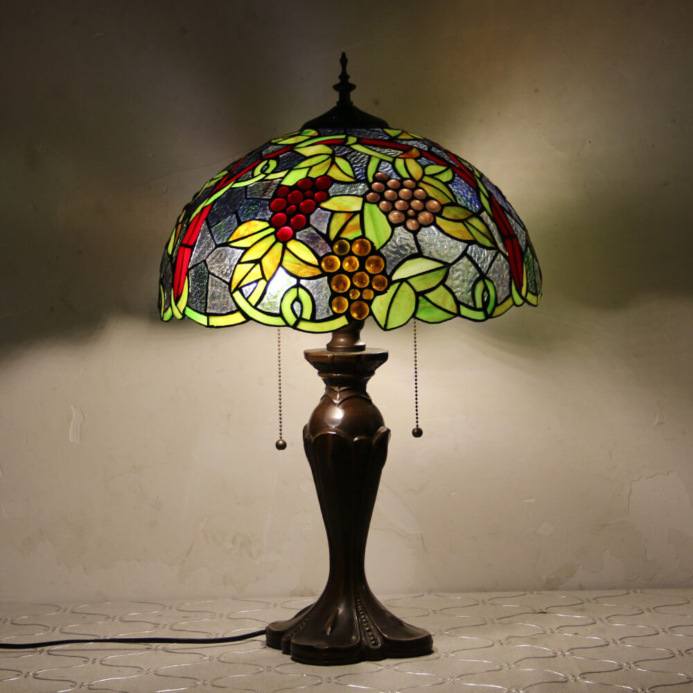 Flowers Stained Glass Pull Table Lamp