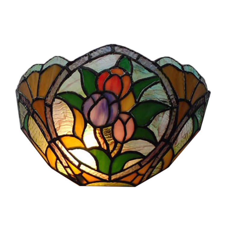 Flower Stained Glass Bowl Wall Lamp