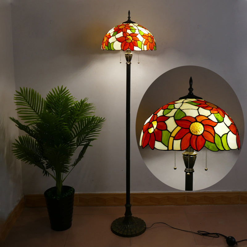 Column Iron Glass Living 3-Light Floor Lamp