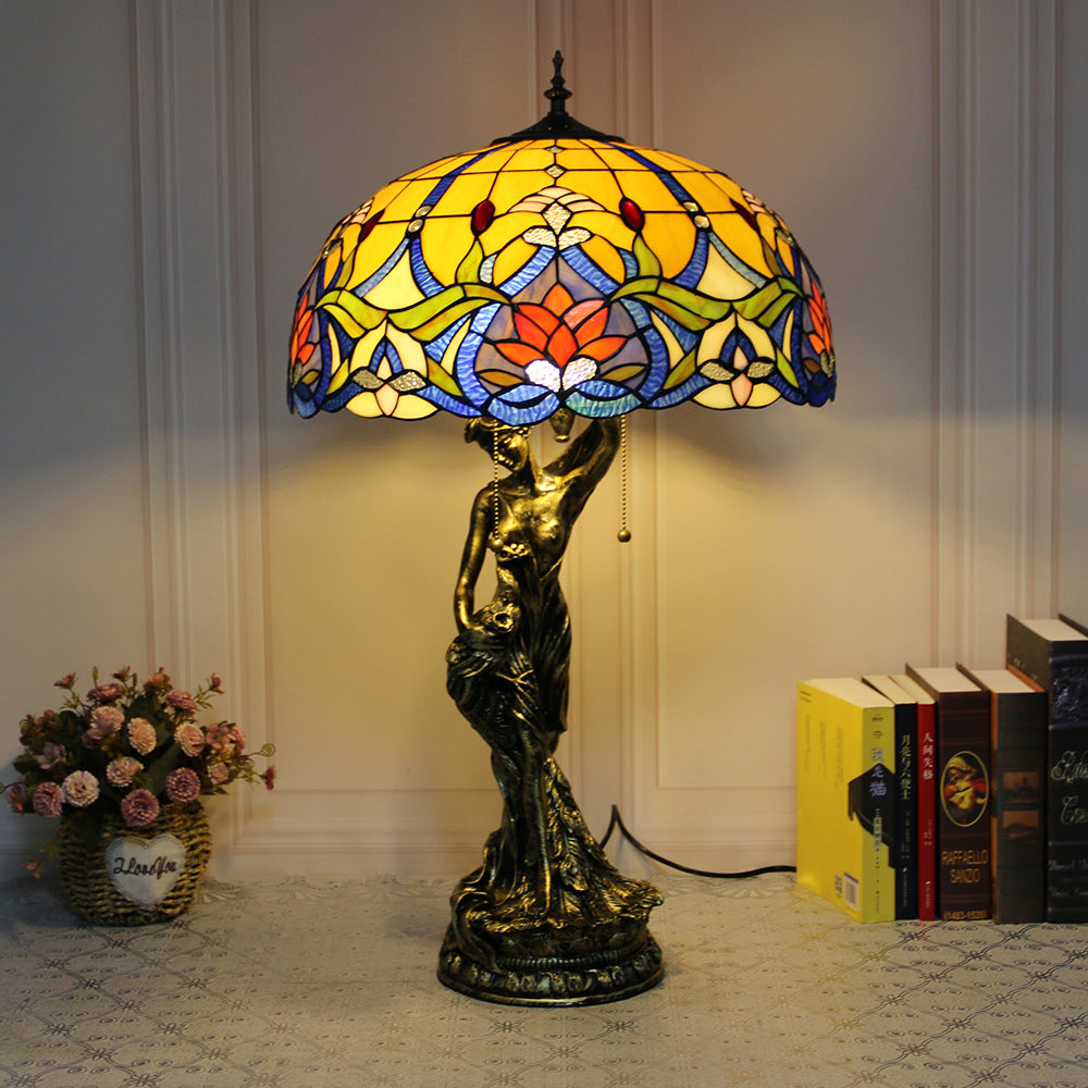 Stained Glass Beauty Resin 2-Light Table Lamp