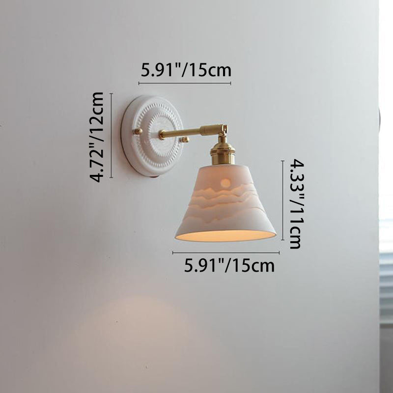 Round Ceramic Brass Living Wall Lamp