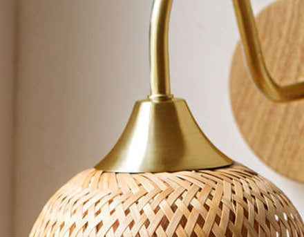 Bamboo Weaving Handwoven Round Wall Lamp