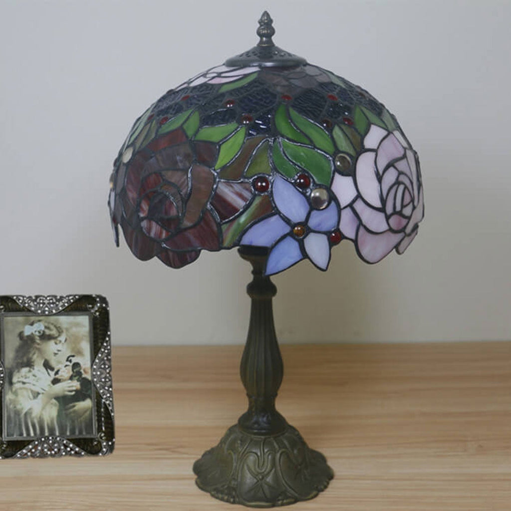 Rose Stained Glass Table Lamp