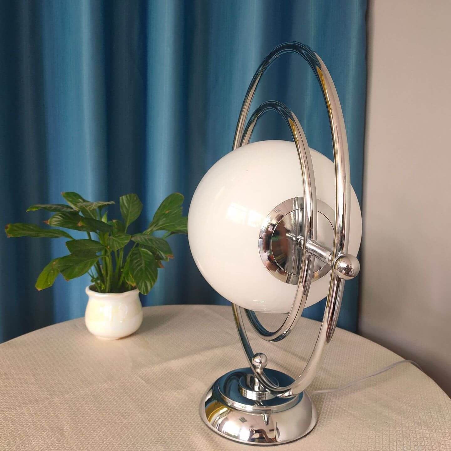Glass Rotating Moon Table Lamp