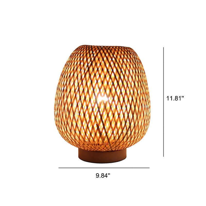 Bamboo Weaving Round Decorative Table Lamp