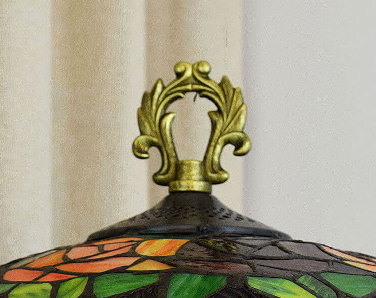 Roses Stained Glass 3-Light Table Lamp
