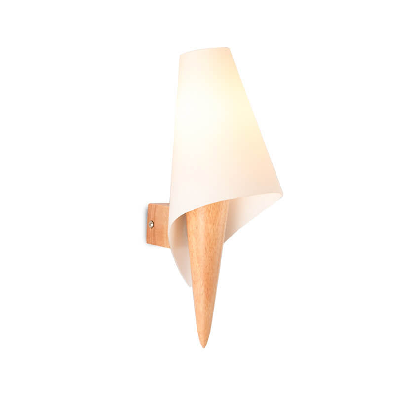Wide Flare White Glass Wall Lamp