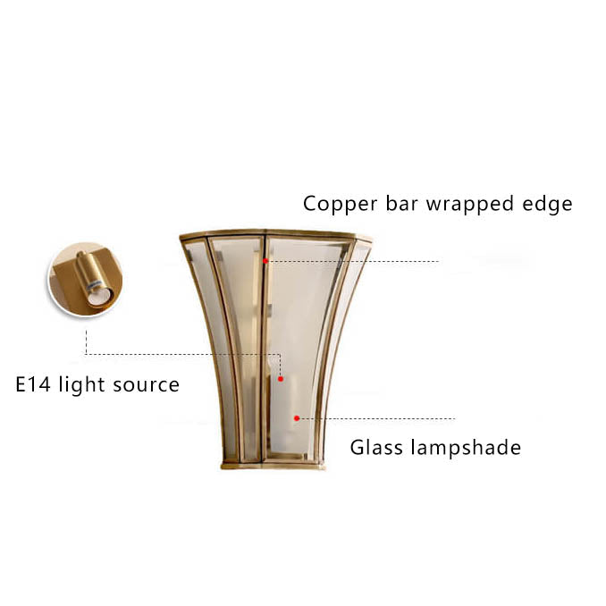 Glass Brass Column Wall Lamp