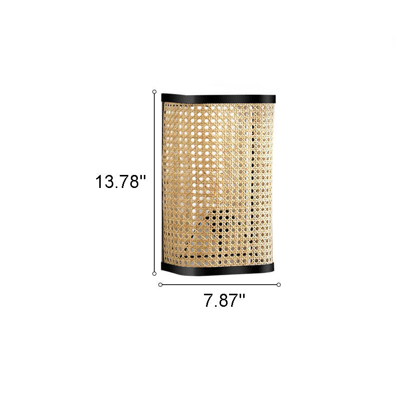 Rattan Weaving Square Wall Lamp