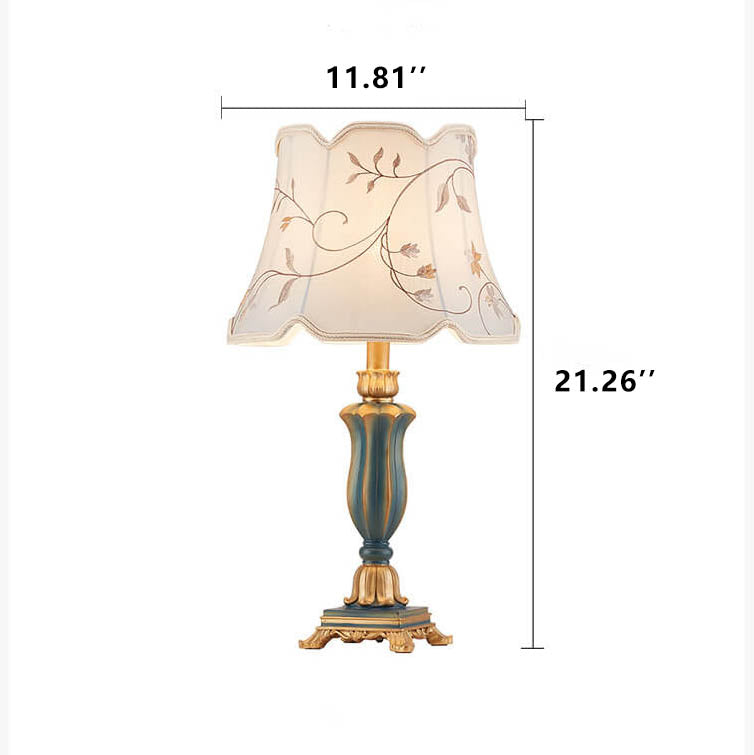 Round Fabric Resin Classical Table Lamp