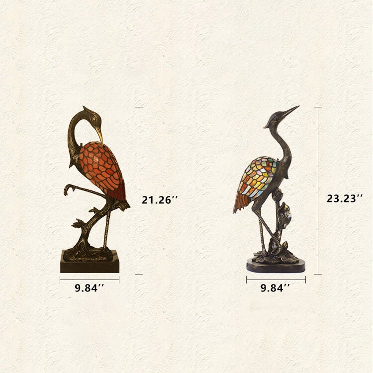 Crane Stained Glass Table Lamp