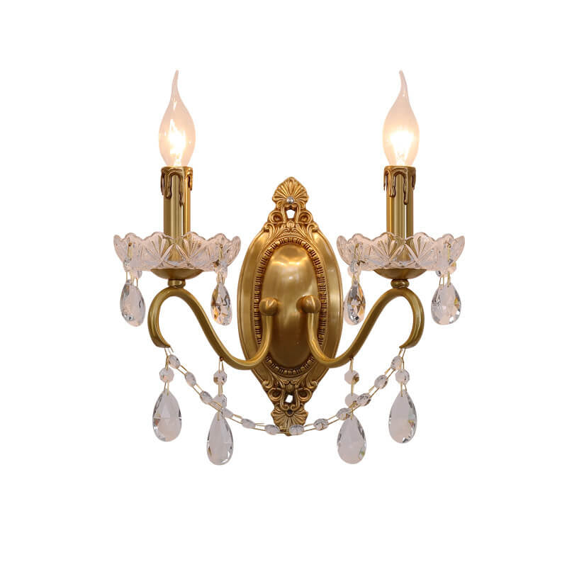 Brass Crystal Candle 1/2 Wall Lamp