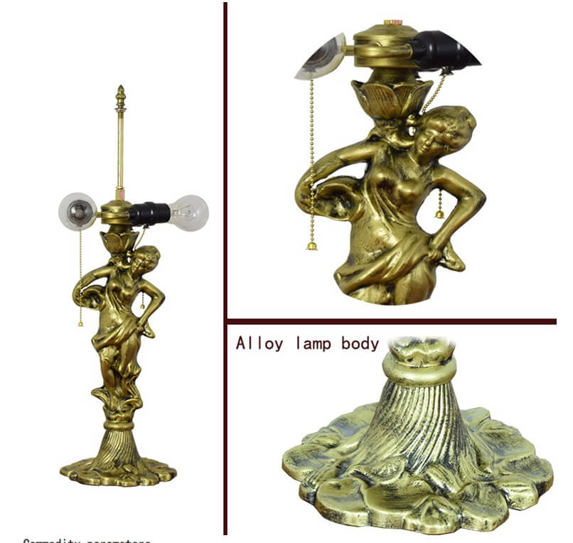 Mediterranean Dragonfly Stained Glass 3-Light Table Lamp