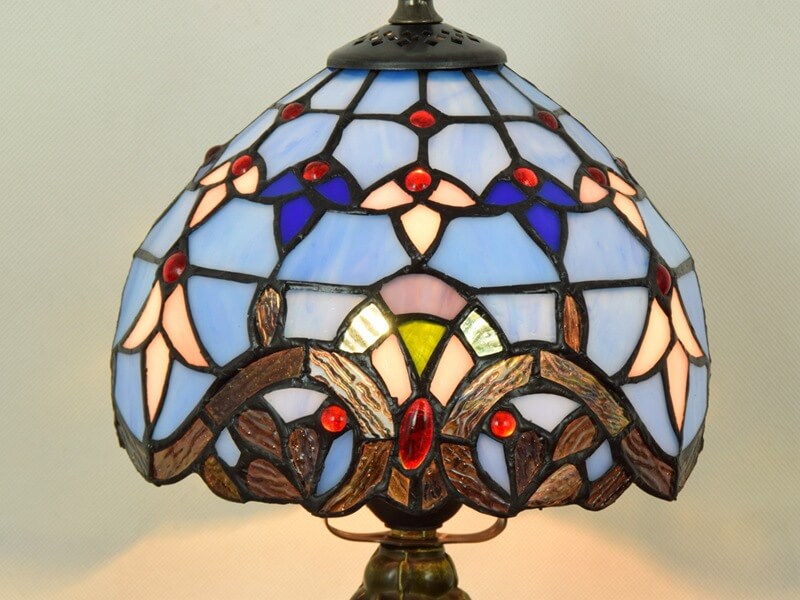 Blue Baroque Stained Glass Table Lamp