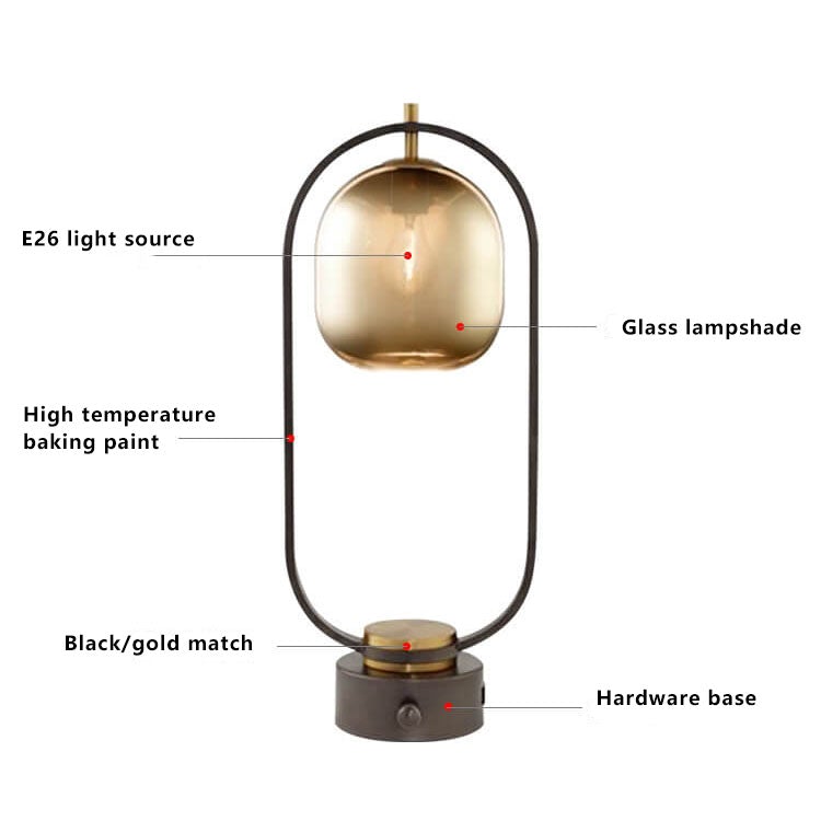 Amber Glass Ring Table Lamp