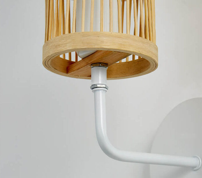 Bamboo Weaving Cylindrical Wall Lamp