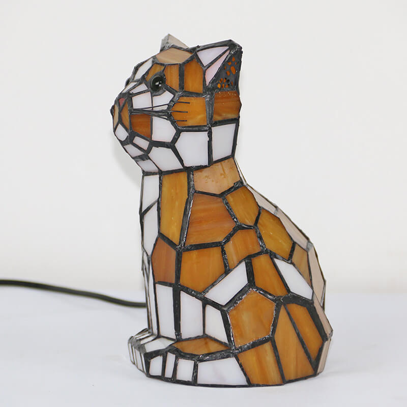 Cats Dogs Stained Glass Table Lamp