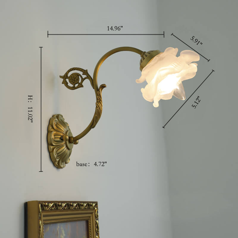 Brass Glass Flower Wall Lamp