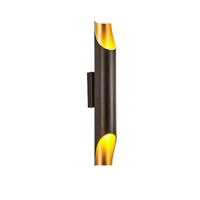 Cylindrical Aluminum Black Gold 2-Light Wall Lamp