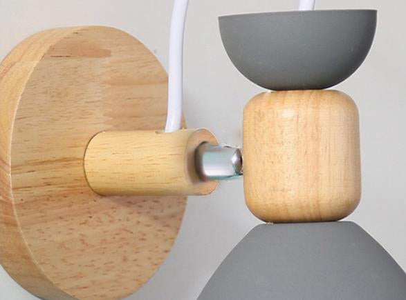 Macaron Iron Solid Wood Wall Lamp
