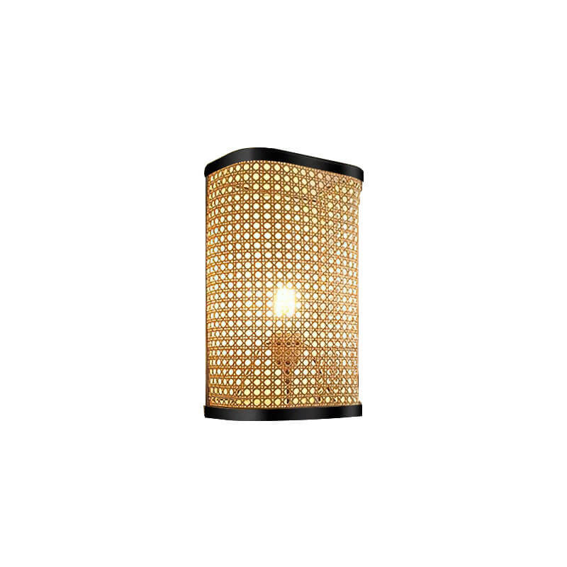 Rattan Weaving Square Wall Lamp