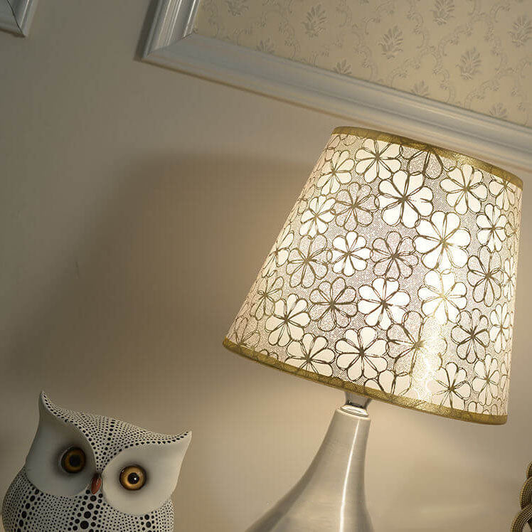 Fabric Lampshade Silver Table Lamp