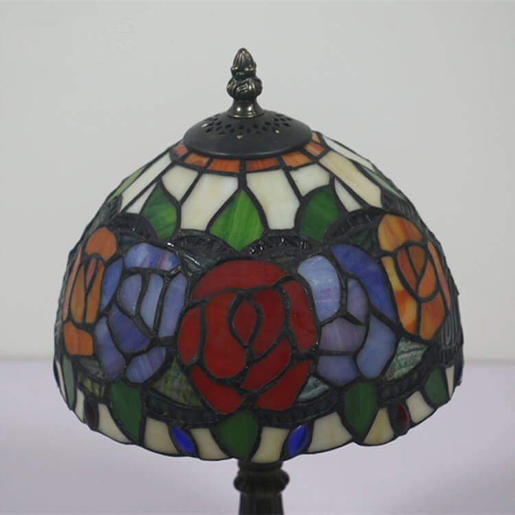 Flowering Rose Stained Glass Table Lamp