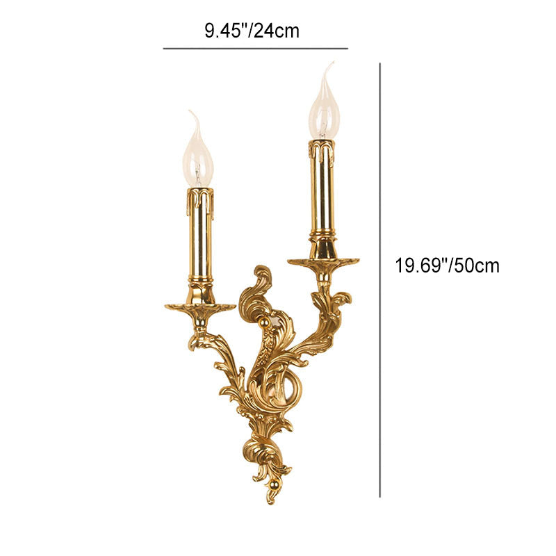 Brass Candle 2/3 2-Light Wall Lamp