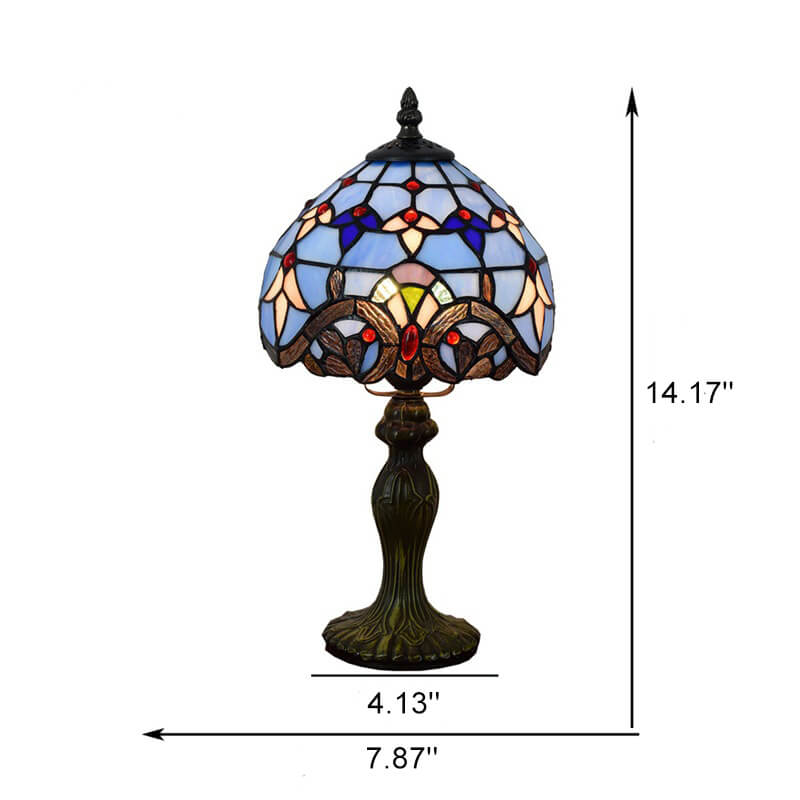 Blue Baroque Stained Glass Table Lamp