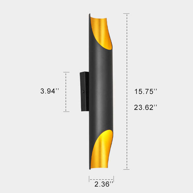 Cylindrical Aluminum Black Gold 2-Light Wall Lamp