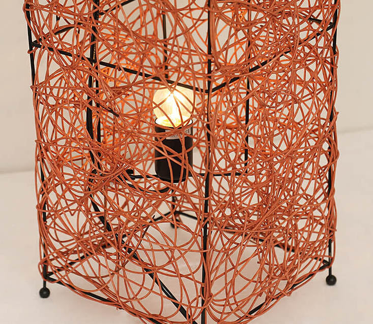 Minimalist Rattan Weaving Column 3-Light Floor Lamp