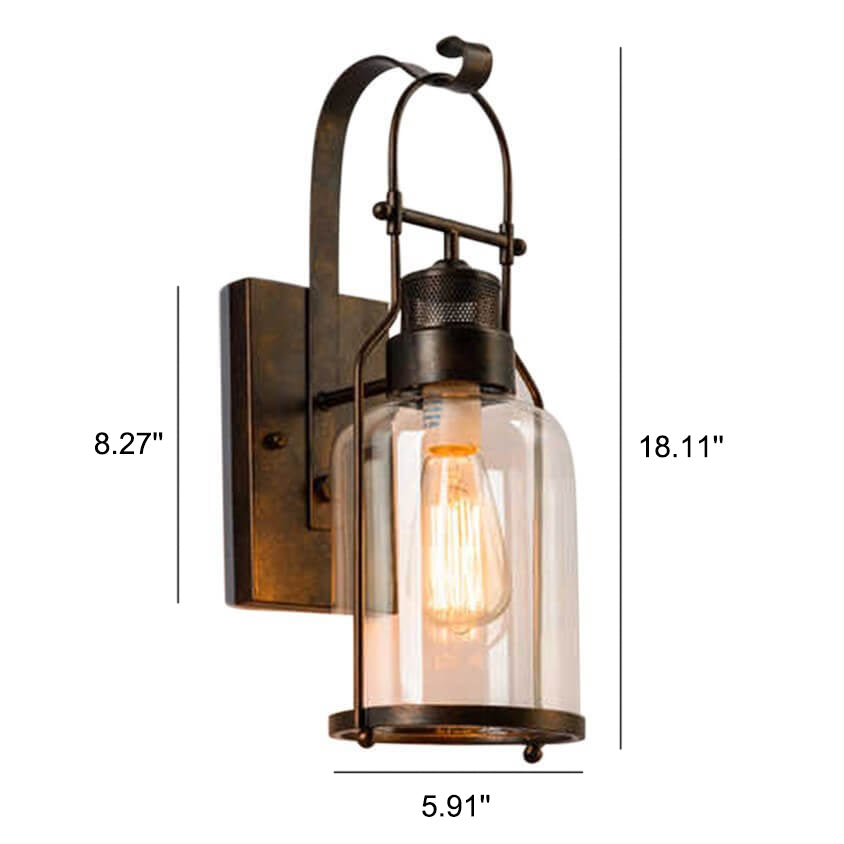 Iron Glass Jar Wall Lamp