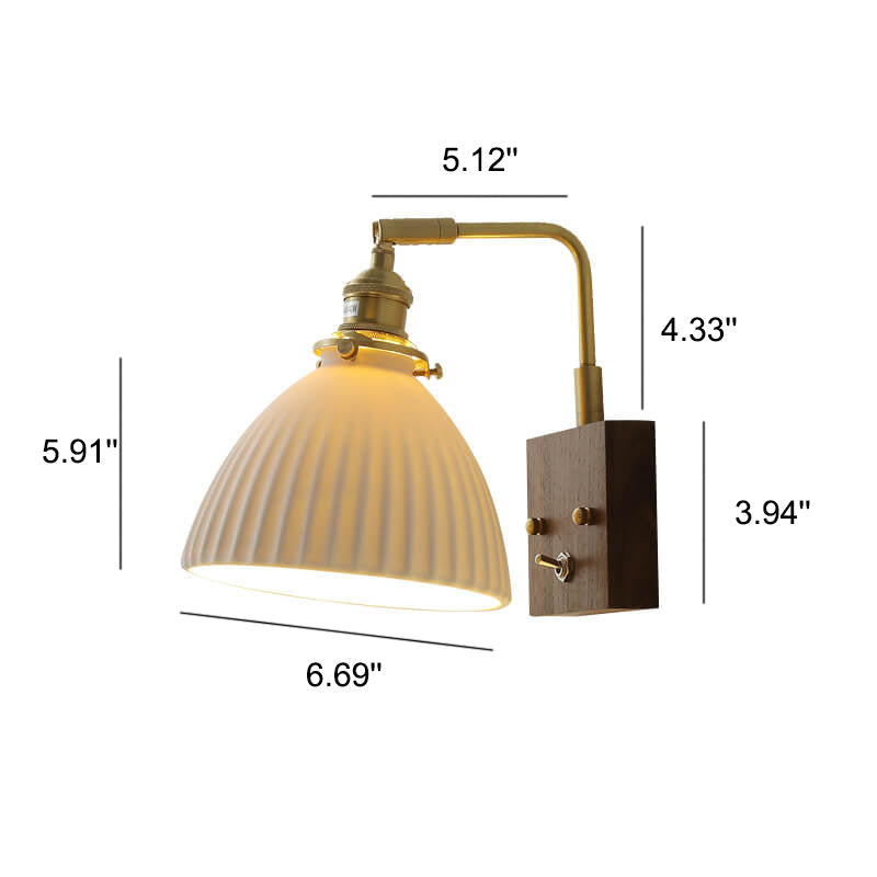 Walnut Ceramic Bell Wall Lamp