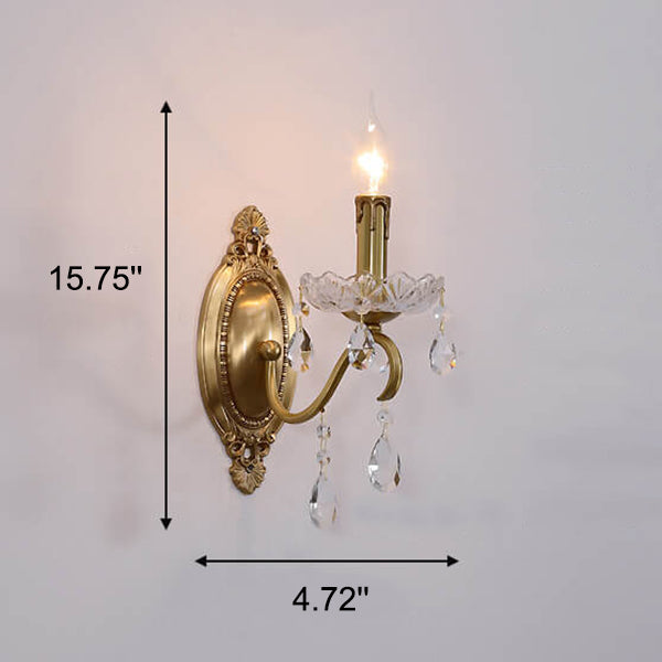 Brass Crystal Candle 1/2 Wall Lamp