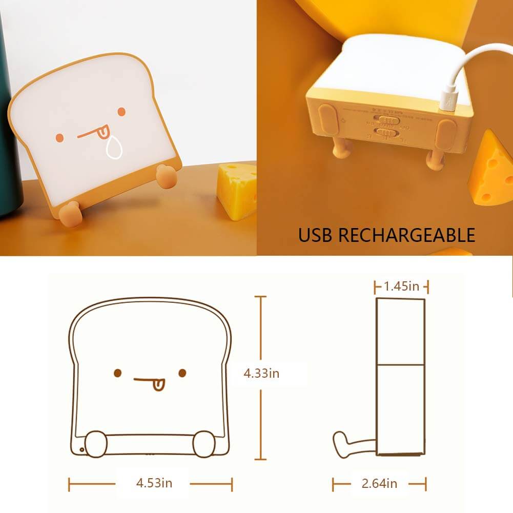 Cute Toast Bread Night Table Lamp
