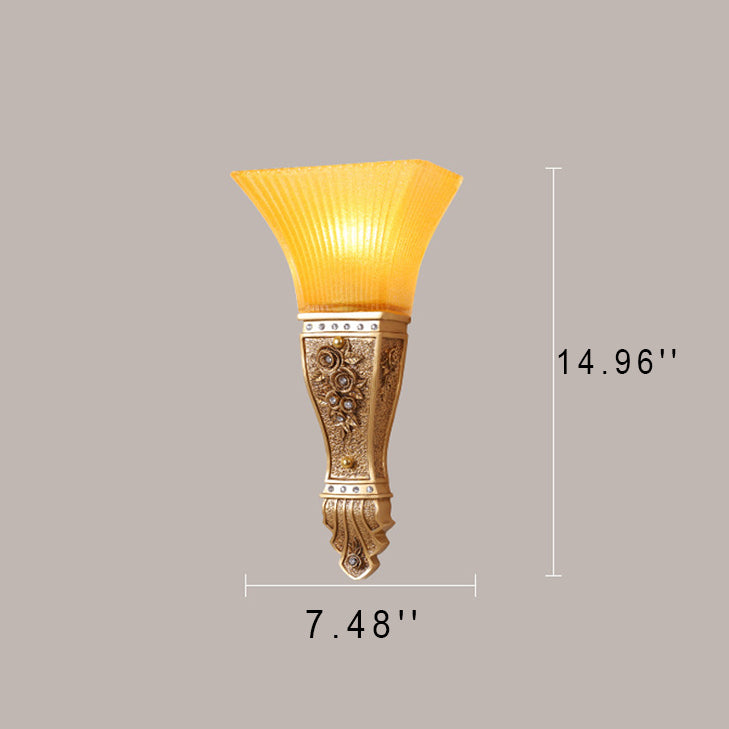 Glass Carving Resin Flared Wall Lamp