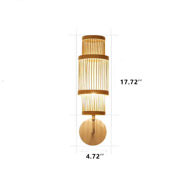 Bamboo Weaving Cylindrical Wall Lamp