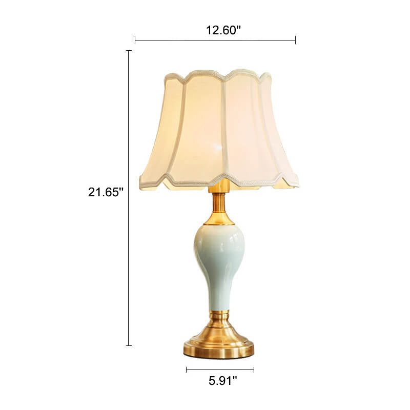 Fabric Waterdrop Ceramic Table Lamp