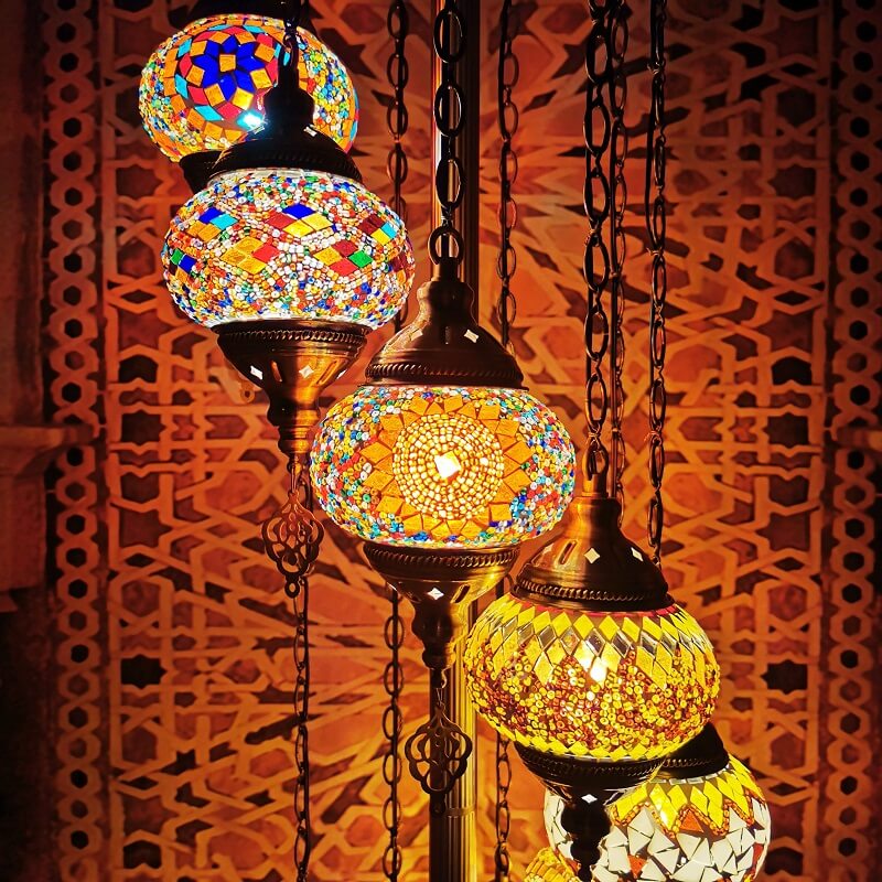 Retro Turkish Moroccan Globe 9-Light Floor Lamp
