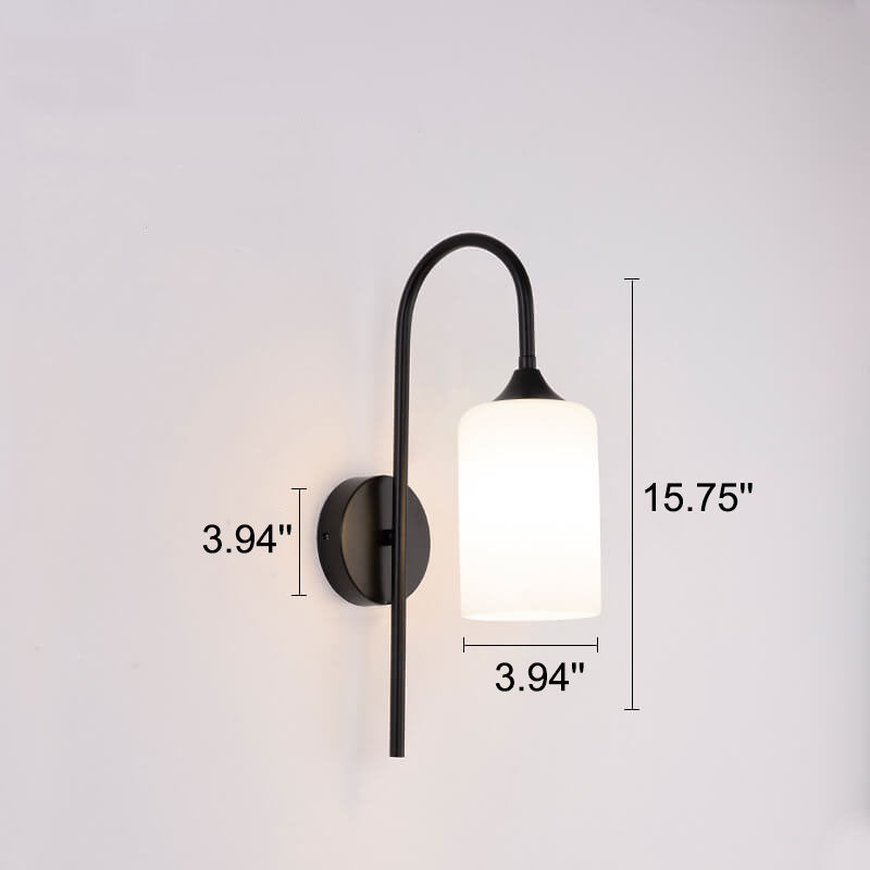 Glass Cylindrical Bending Arm Wall Lamp