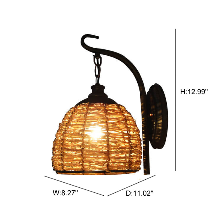 Rattan Weaving Dome Wall Lamp
