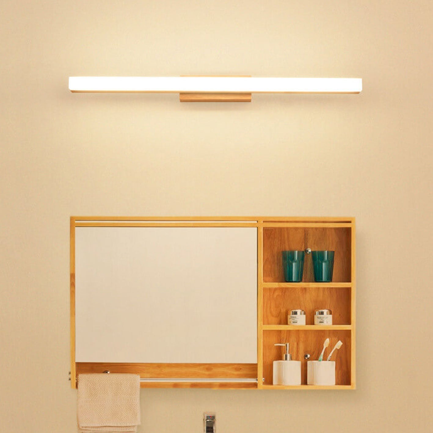 Wooden Long Strip Vanity Wall Lamp
