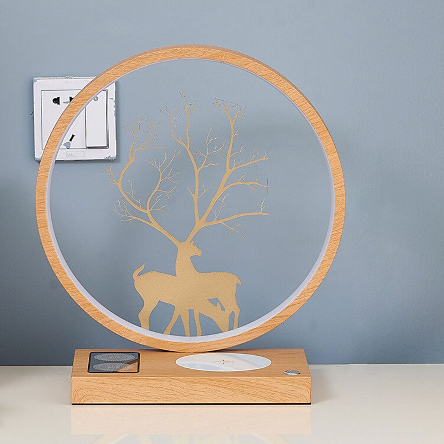 Round Deer Design Wireless Table Lamp