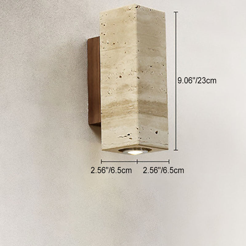 Round Square Yellow Travertine Wall Lamp
