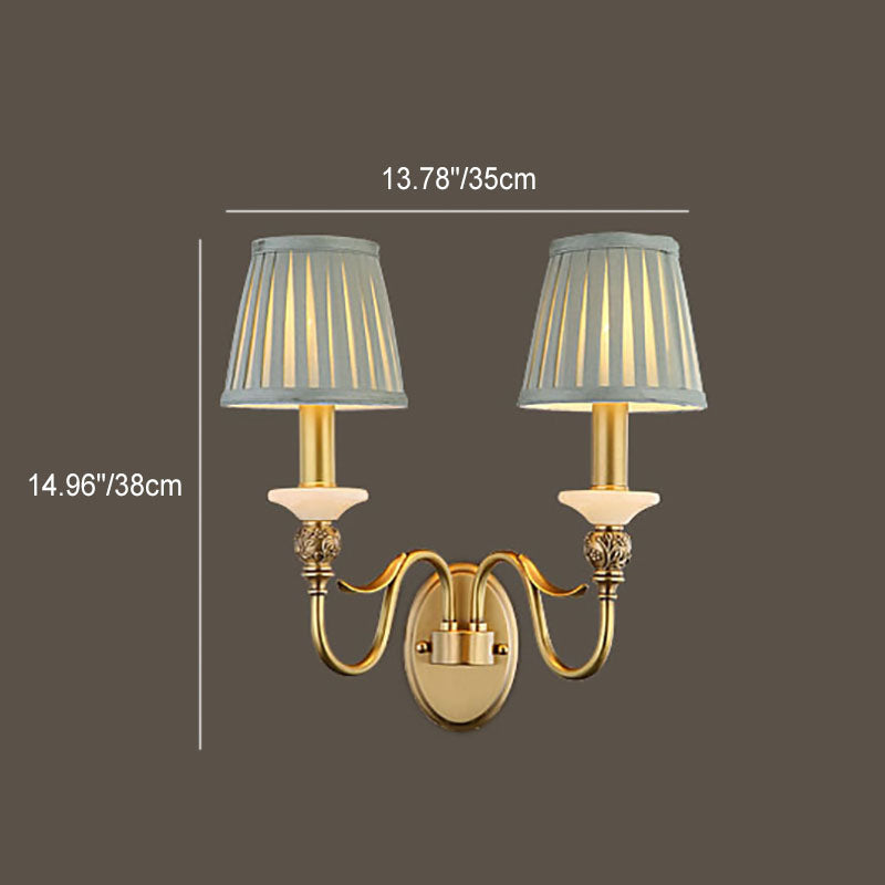 Provincial Fabric Cone Copper 2-Light Wall Lamp