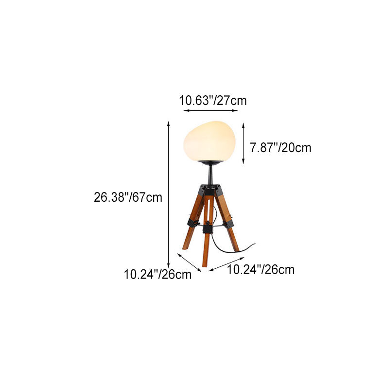 PE Round Wood Tripod Table Lamp