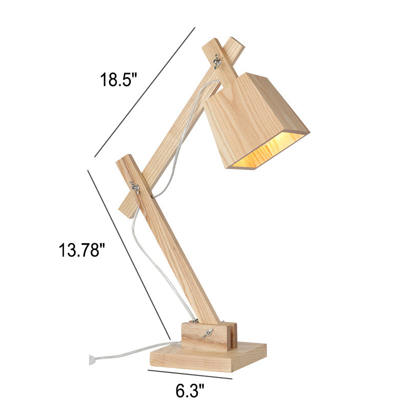 Solid Wood Cone Long Table Lamp